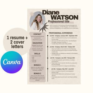 Creative Resume Template Canva Artistic Modern Professional CV Template Unique Stand Out Resume Template with Photo