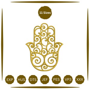 Hamsa Hand Machine Embroidery Design, Boho Spiritual Symbol Embroidery File, 11 Sizes, Instant Download