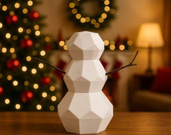 Low Poly Snowman STL • 3D Printable Christmas Decor