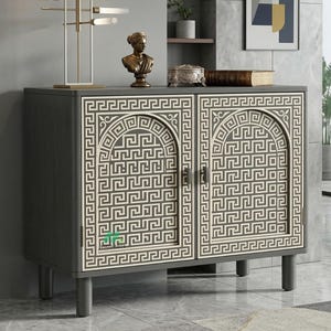 Handgefertigter Knochen-Inlay-Akzent-Schrank, geometrisches Muster-dekorative Möbel