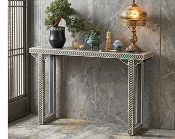 Handgemaakte consoletafel met beeninleg: grijs gangaccentmeubilair