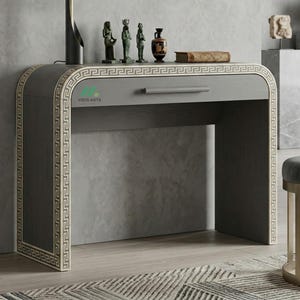 Bone Inlay Walnut Desk: Mid-Century Modern Home Office Furniture