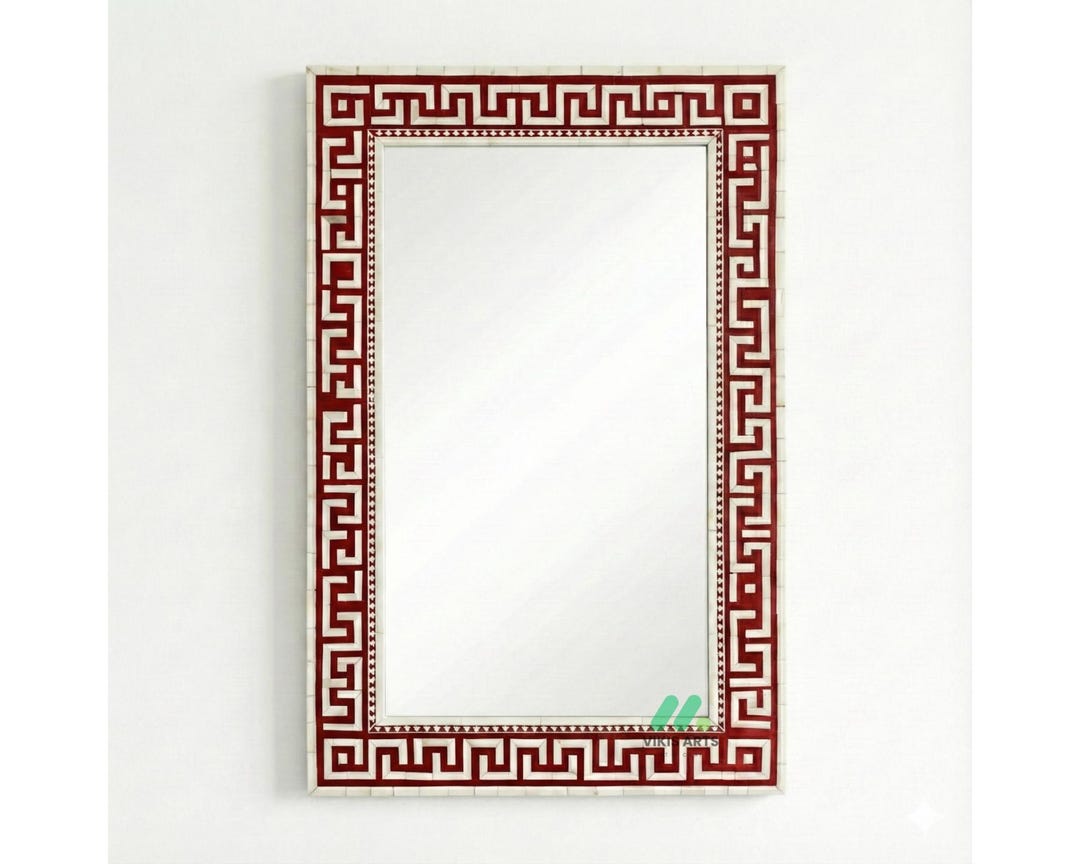Bone Inlay Red Square Mirror Frame - Etsy