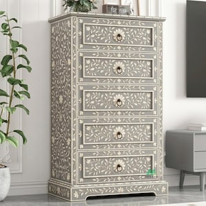 bohemian tall dresser Homfa 50 Tall Dresser with 4 Drawers, Boho Vintage Dresser with 2 Doors, Wood Drawers Chest for Bedroom Living Room Entryway
