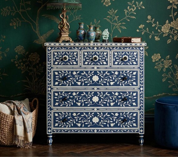 boho dresser 6 drawer Garvee Modern 53 inch Rattan Dresser for Bedroom 6 Drawer Boho Chest of Drawers Large Storage Cabinet for Clothes TV Stand for Living Room Wood Accent Furniture with Metal Handles in the