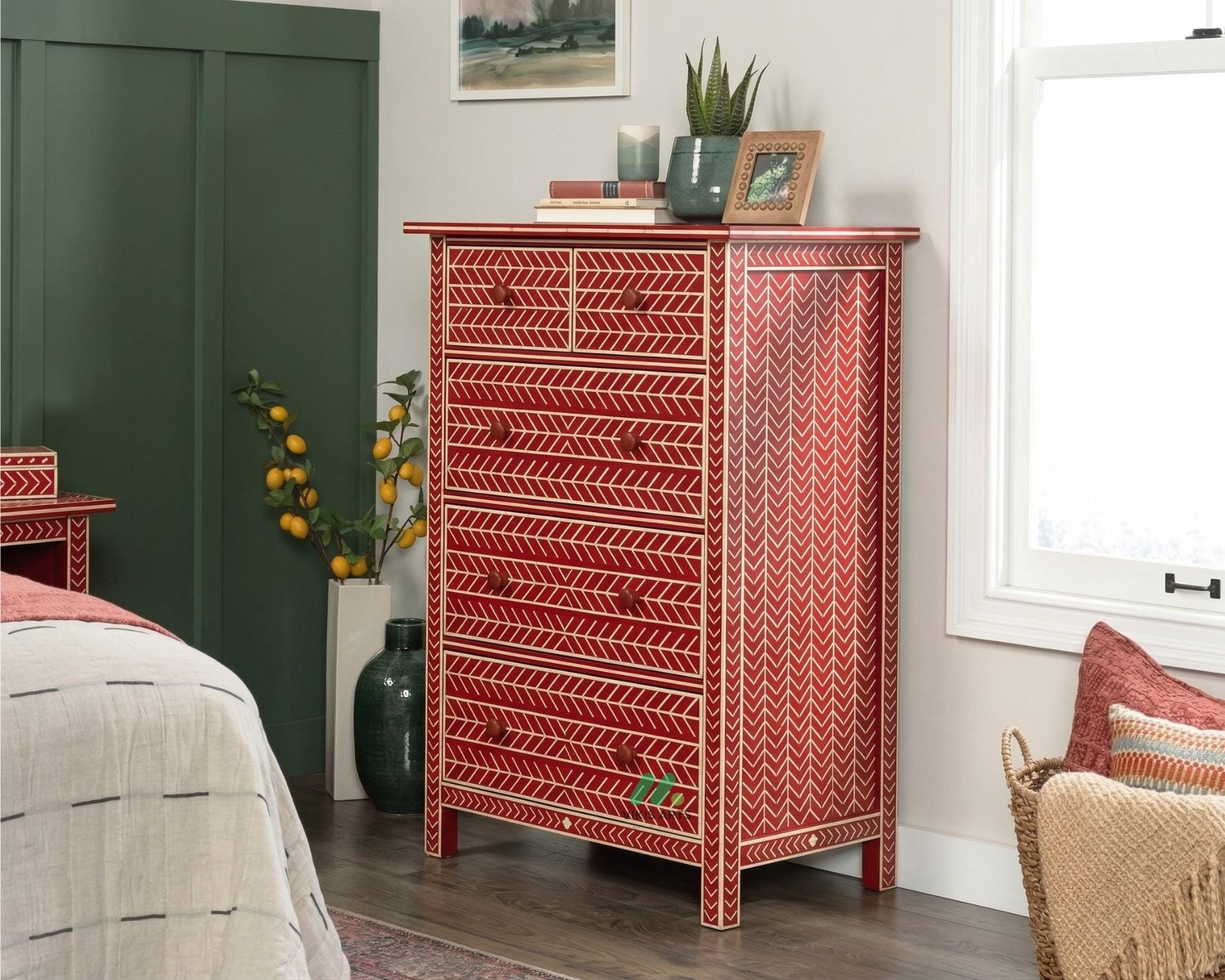 strapless open back dress Legare Furniture Kids Room Red and Black Dresser with Drawers, 36