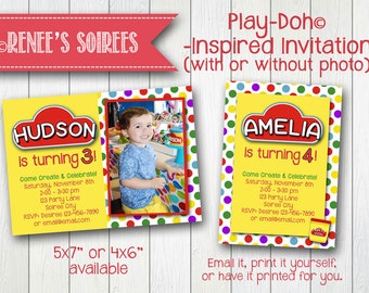 Play Clay Party Invitation - Printable Photo Birthday Invite - for Boys or Girls - Personalized DIY