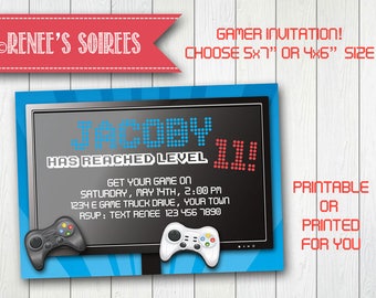 VIDEO GAME Birthday Invitation - Printable Gamer Invite - Customizable DIY Gaming party