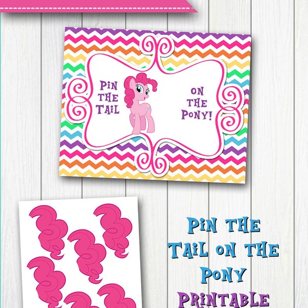 LITTLE PONY Pinky Printable Pin-the-Tail Game - Téléchargement instantané - Affiche du jeu DIY Party Tarte