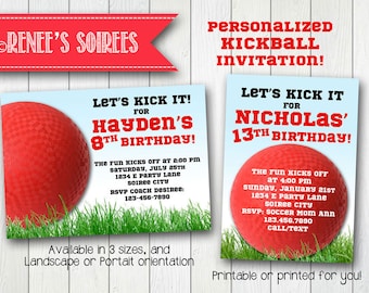 INVITATION KICKBALL - Invitation d'anniversaire imprimable - DIY personnalisé - également Invitation numérique pour banquet sportif ou baby shower