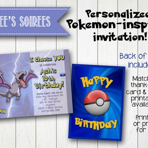 POKEMON-Inspired Aerodactyl INVITATION - Printable Birthday Invite - Personalized DIY