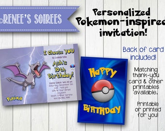 POKEMON-Inspired Aerodactyl INVITATION - Printable Birthday Invite - Personalized DIY