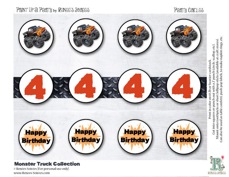 MONSTER TRUCK Collection Customized DIY Printable Coordinating Design Accessories image 2