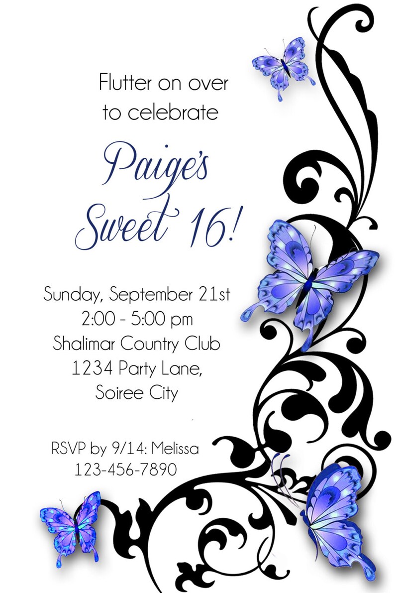 BUTTERFLY INVITATION Printable for Birthday Shower - Etsy