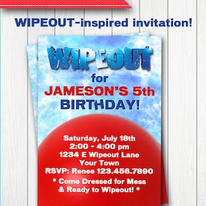 WIPEOUT Printable Birthday INVITATION - Customized - DIY