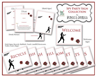 SPY Party Signs - Printable - Customizable - Segret Agent DIY