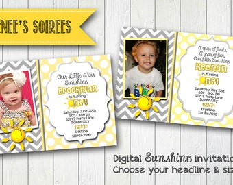 SUNSHINE Invitation - Printable Sun Birthday or Shower Invite - Personalized DIY - You Are My Sunshine invitation - Photo optional