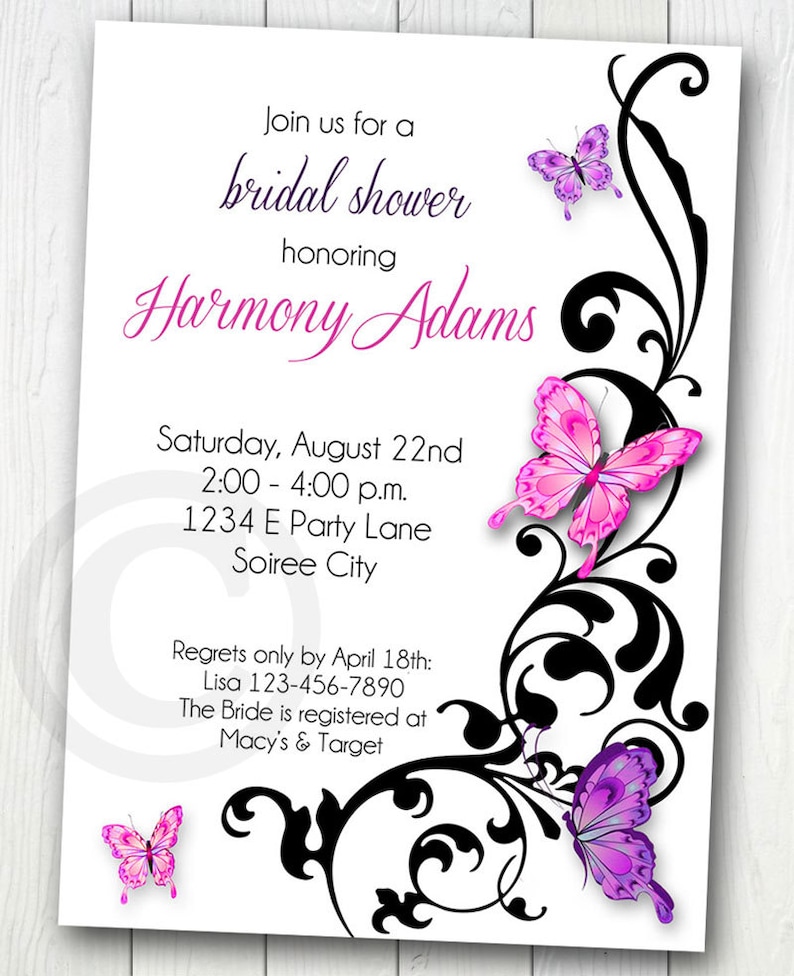 BUTTERFLY INVITATION Printable for Birthday Shower - Etsy