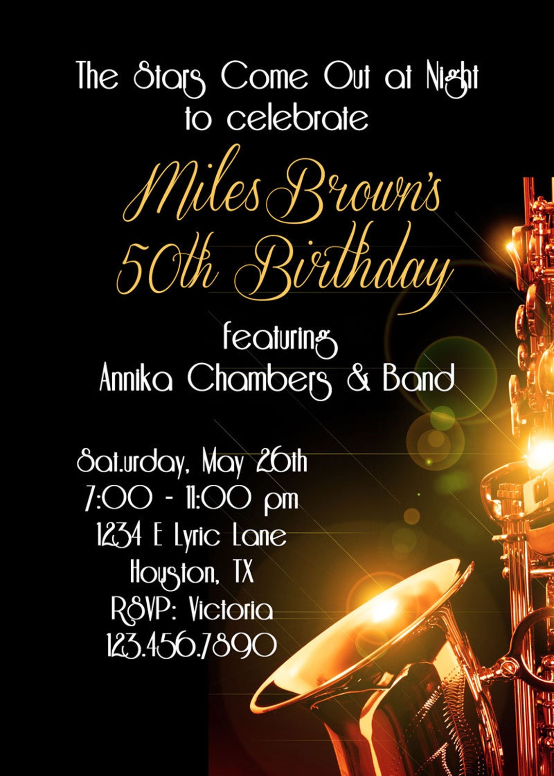 BIRTHDAY INVITATION Spotlights & Stars Printable Birthday Etsy