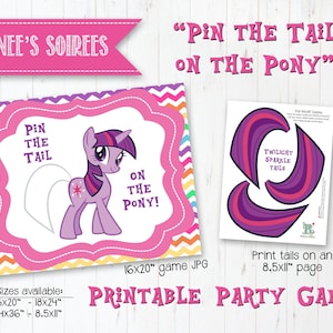 SPARKLE PONY Printable Pin-the-Tail Game - Instant Download - DIY Party game poster Twilight