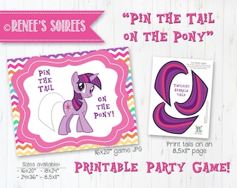SPARKLE PONY Printable Pin-the-Tail Game - Instant Download - DIY Party game poster Twilight