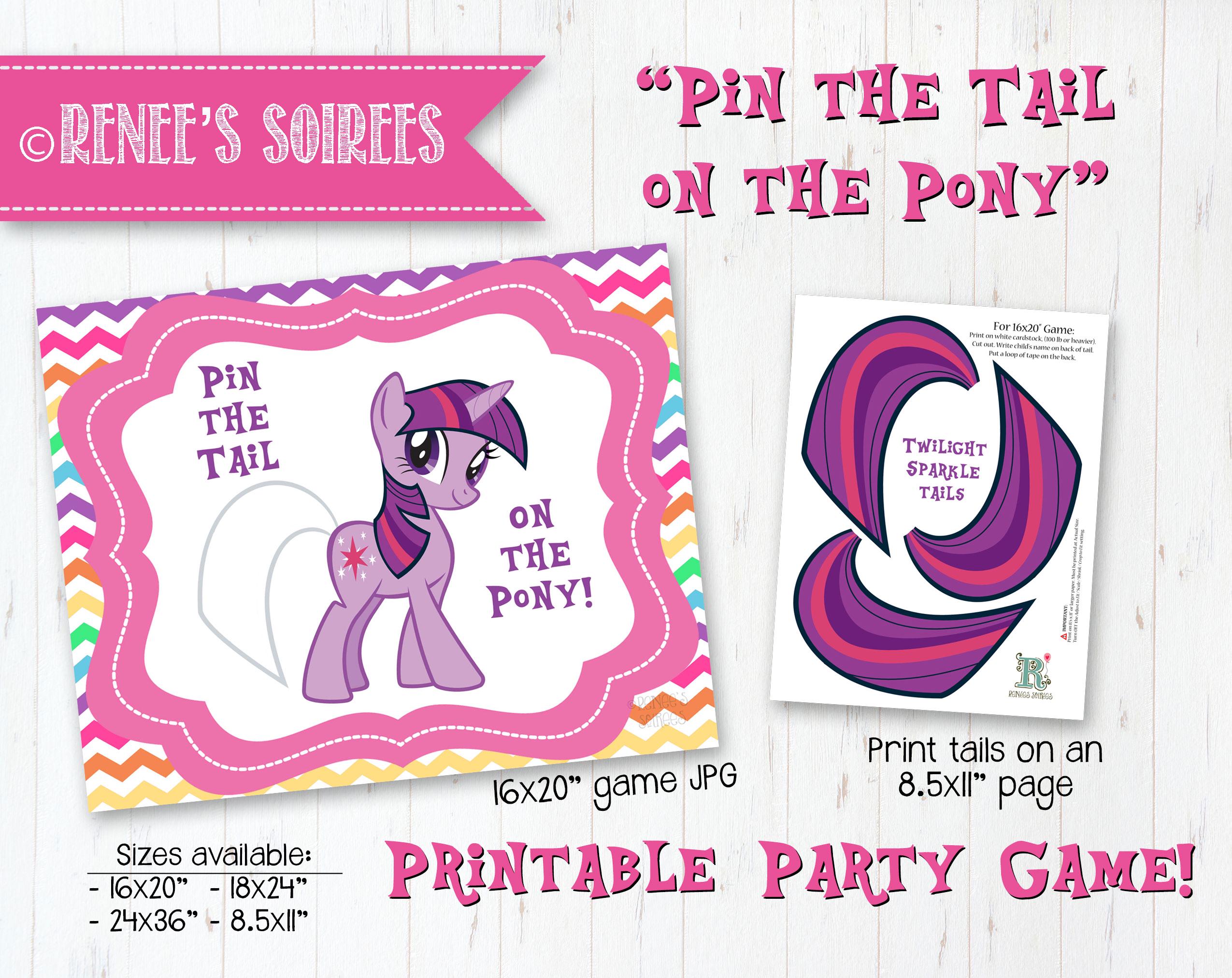SPARKLE PONY Printable Pin-the-tail Game - Instant Download - DIY