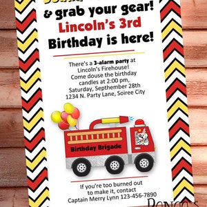 BRANDWEERWAGEN UITNODIGING - Afdrukbare Brandweerman Verjaardagsuitnodiging - Gepersonaliseerde diy - Foto optioneel - Baby Shower uitnodiging