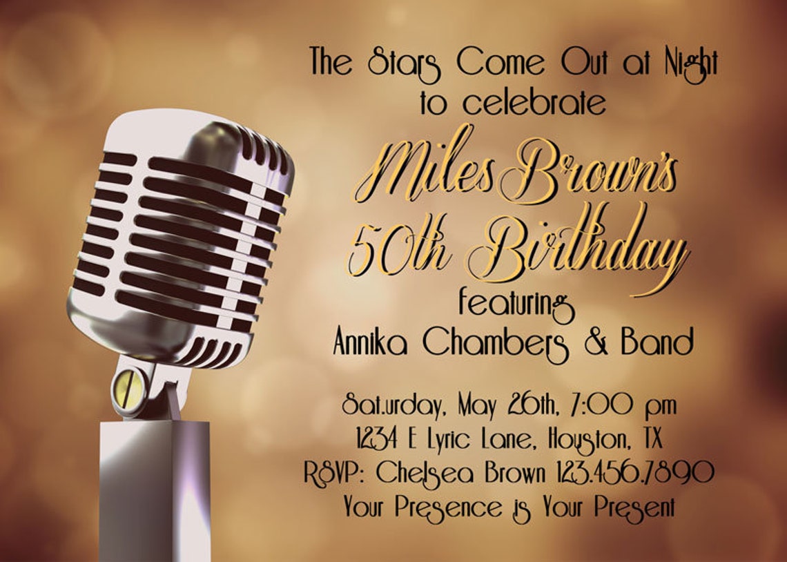 BIRTHDAY INVITATION Spotlights & Stars Printable Birthday Etsy