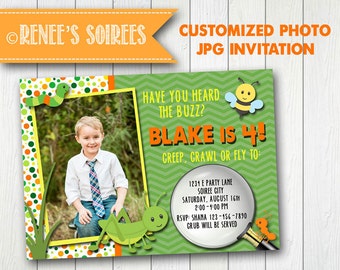 BUG INVITATION - Printable Insect Birthday or Shower Invite - Personalized diy - Customized Bugs invitation