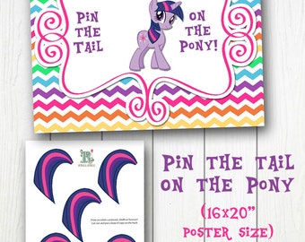 LITTLE PONY Sparkle afdrukbaar Pin-the-Tail-spel - Instant Download - DIY Party game-poster