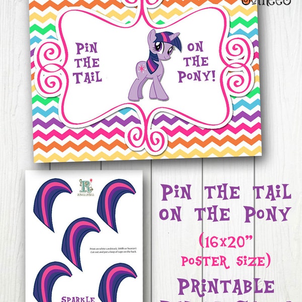 LITTLE PONY Sparkle Printable Pin-the-Tail Game - Instant Download - DIY Party game poster