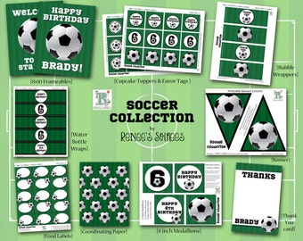 VOETBAL Collectie - voor verjaardagsfeestje, sportevenement of babyshower - aangepast - DIY voetbal afdrukbaar coördinerende ontwerpaccessoires