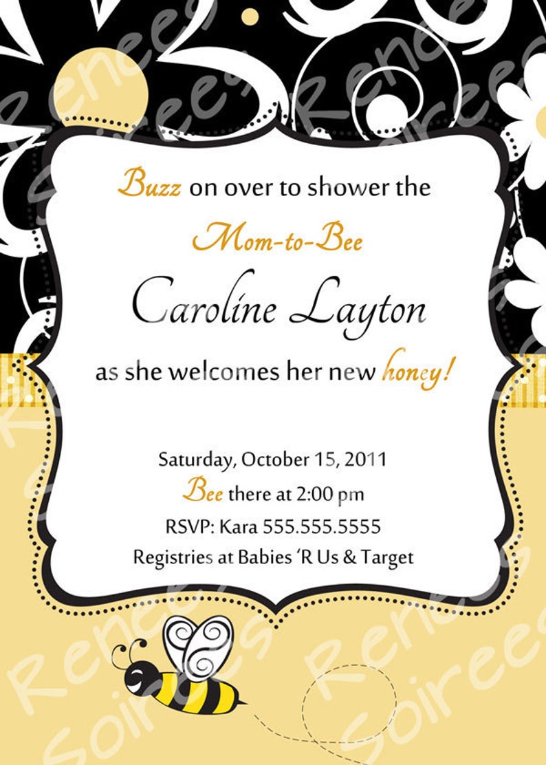 Printable Invitation Bumble Bee Baby SHOWER or BIRTHDAY - Etsy