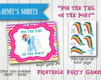 LITTLE PONY Rainbow Printable Pin-the-Tail Game 16x20