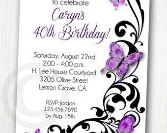 INVITACIÓN MARIPOSA - Imprimible - para cumpleaños, ducha, cena de ensayo o boda - Invitación de fiesta personalizable