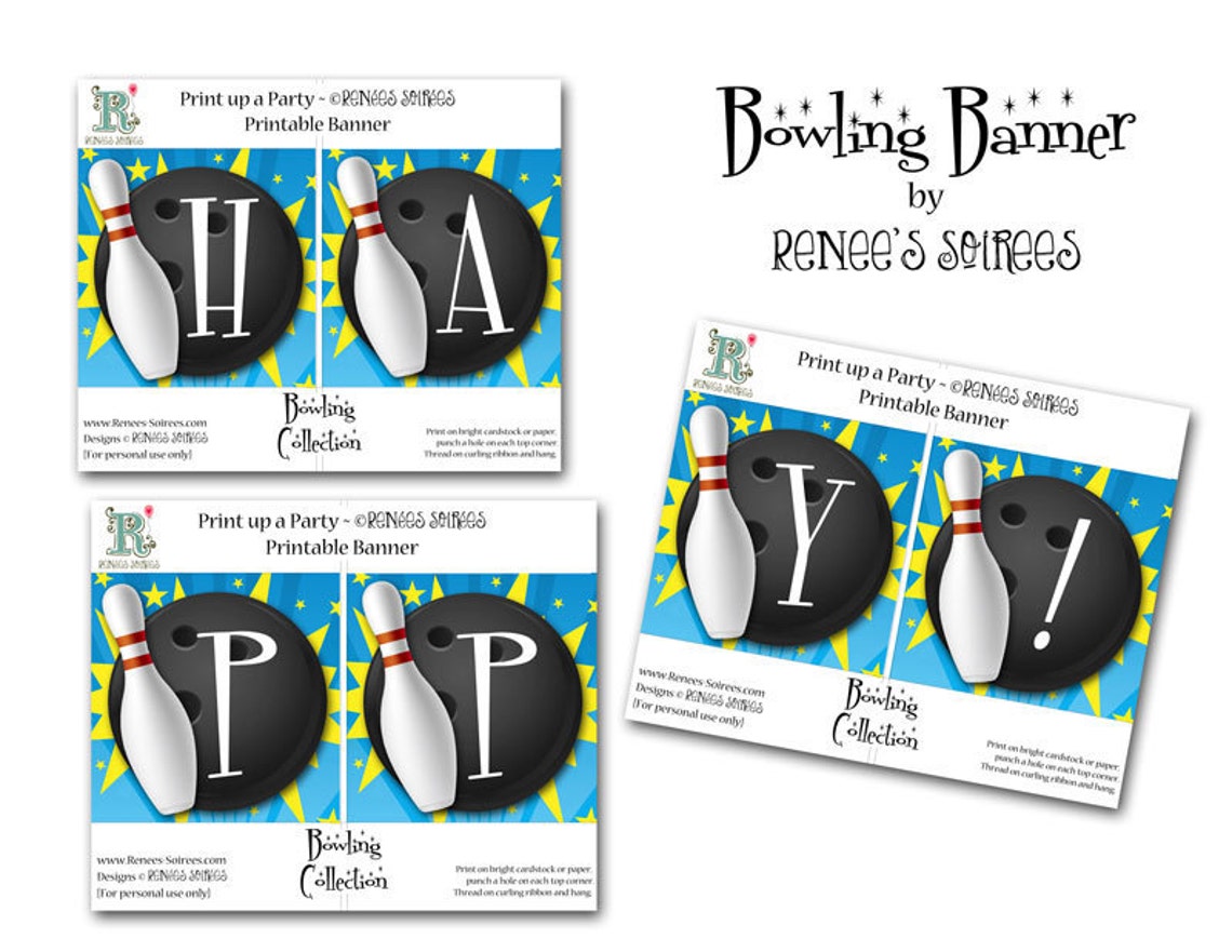 BOWLING Party Party PRINTABLE COLLECTION for Boys Girls or - Etsy