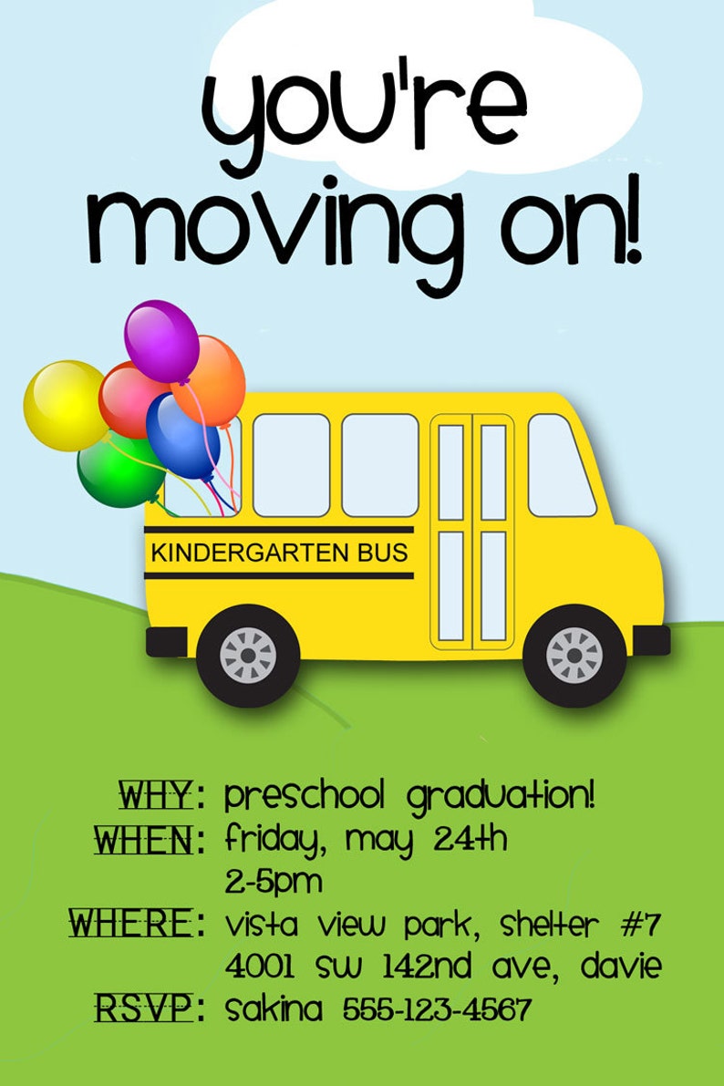 PRESCHOOL GRADUATION Printable Collection & Invitation ABC School Bus theme also for Birthday, Retirement or Classroom Decor image 3
