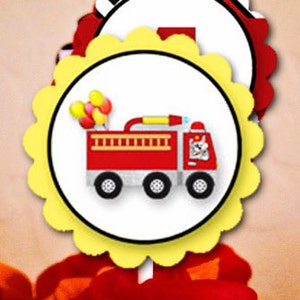 FIRE TRUCK Collection - for Birthday Party or Baby Shower - Customized - DIY Fireman Fire House Printable Coordinating Design Accessories