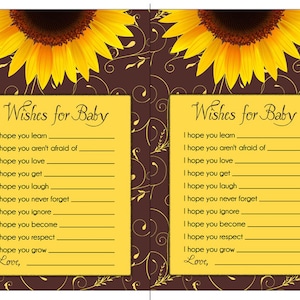 SUNFLOWER BABY SHOWER Printable Party Game or Gift - Immediate Download - diy