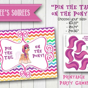 PIN the Tail on the Pony - Sunny - Printable Pin-the-Tail Game - Instant Download - DIY Party game poster