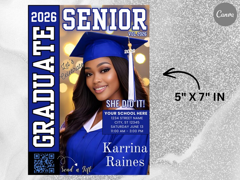 Graduation Flyer Invite 2026, Magazine Graduation Announcement, Canva Editable image 3