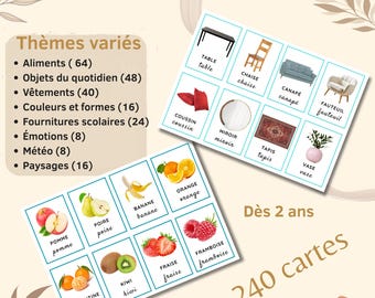 Montessori-Nomenklaturkarten zum Ausdrucken | Bilderbuch für Kinder | Bilder und Wörter zuordnen | Vokabelkarten auf Französisch