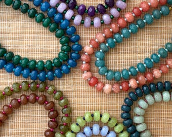 Half & Half Rainbow Candy Beaded Choker Necklace | Six colorways | 15" with 2" extender