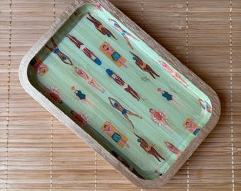 Decorative Bamboo Rectangular Trays for Entertaining, Home Decor, Bar Carts, Plants, Trinket Trays, Organization, Plants