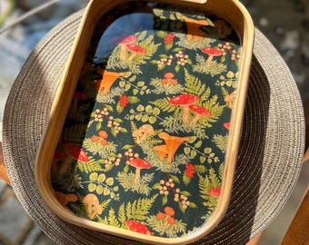 Decorative Bamboo Handled Trays for Entertaining, Serving, Home Decor
