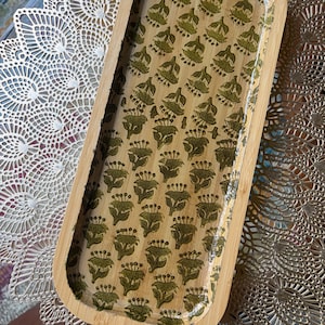 Decorative Bamboo Rectangular Trays for Entertaining, Home Decor, Bar Carts, Plants, Trinket Trays, Organization, Plants Green Buds