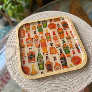 Decorative Bamboo Rectangular Trays for Entertaining, Home Decor, Bar Carts, Plants, Trinket Trays, Organization, Plants Whiskey Neat