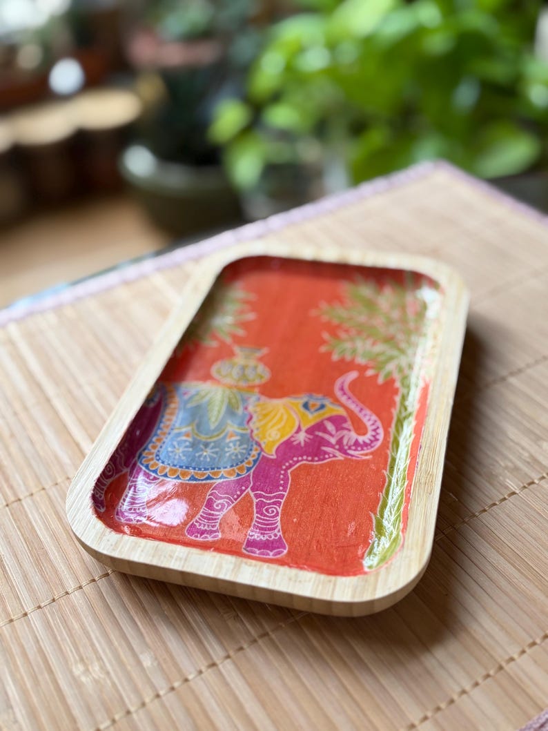 Decorative Bamboo Rectangular Trays for Entertaining, Home Decor, Bar Carts, Plants, Trinket Trays, Organization, Plants bild 6