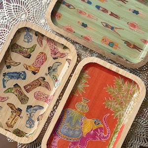 Decorative Bamboo Rectangular Trays for Entertaining, Home Decor, Bar Carts, Plants, Trinket Trays, Organization, Plants bild 18