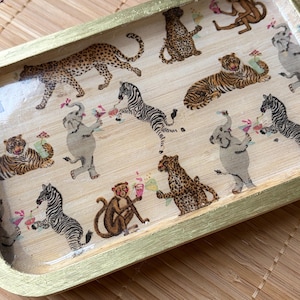 Decorative Bamboo Rectangular Trays for Entertaining, Home Decor, Bar Carts, Plants, Trinket Trays, Organization, Plants Party Animals